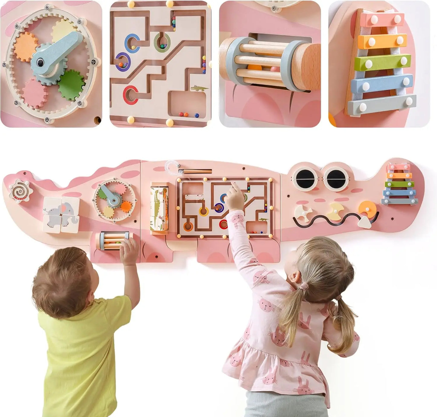 Wooden Montessori Busy Board | Engaging Wall-Mounted Toy for Kids