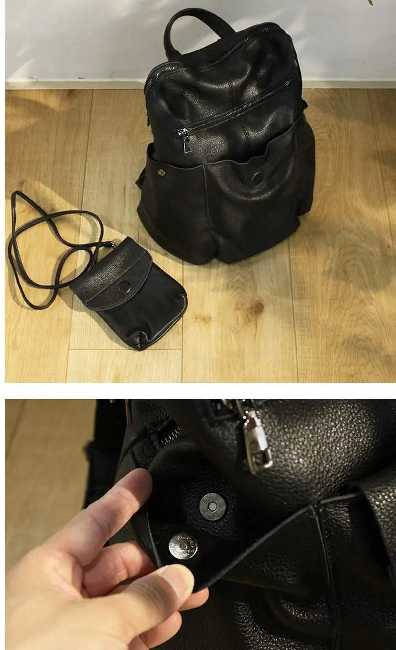 High Capacity Leather Travel Backpack for Women | Versatile Fashion