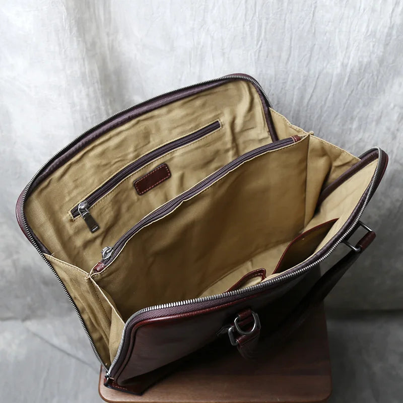 Men's Casual Leather Briefcase | Stylish Business Handbag