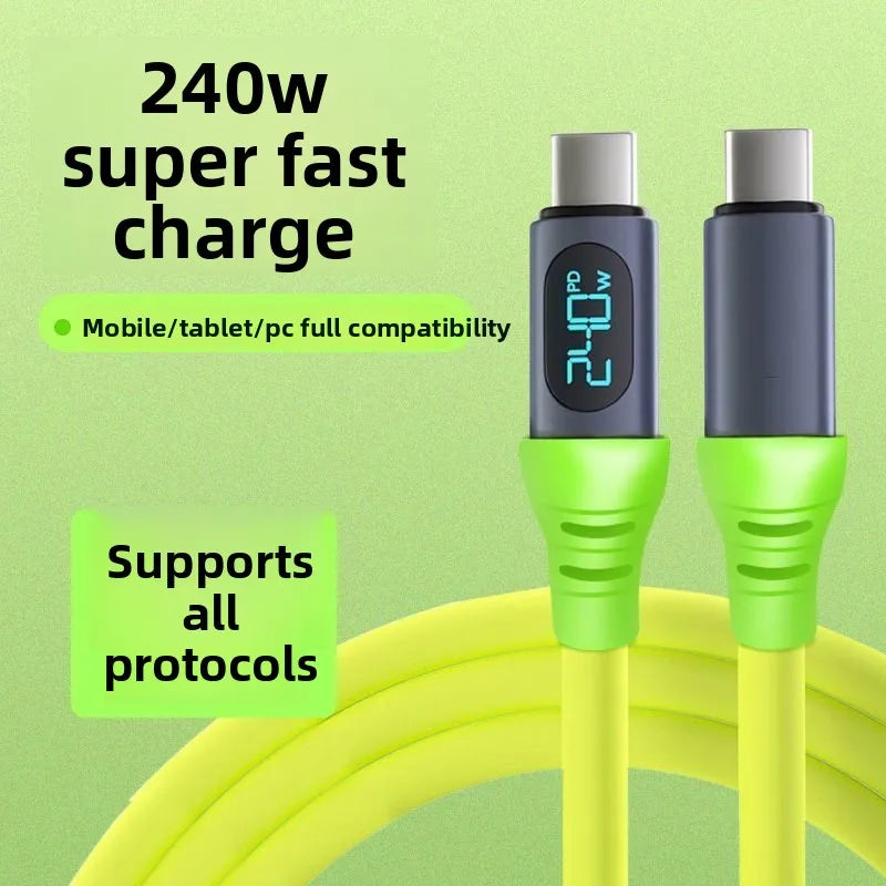 240W High-Speed USB C Dual Charging Cable with Digital Monitor