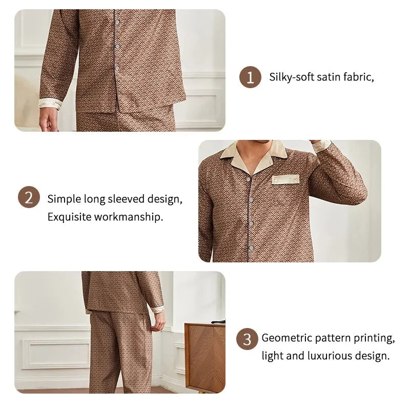 Men's Cozy Satin Pajama Set | Soft Floral Sleepwear