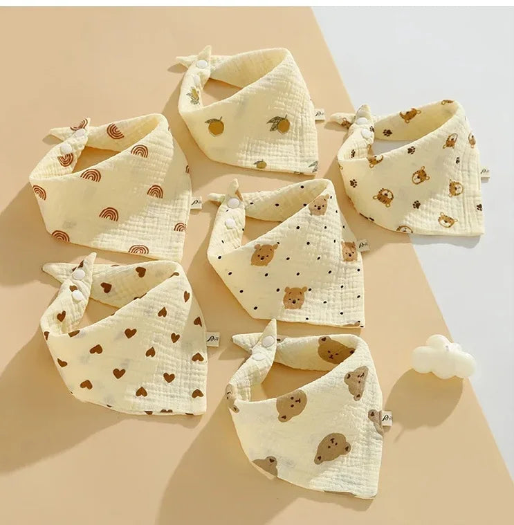 5pcs Soft Cotton Baby Muslin Bibs | Stylish & Durable Drool Cloths