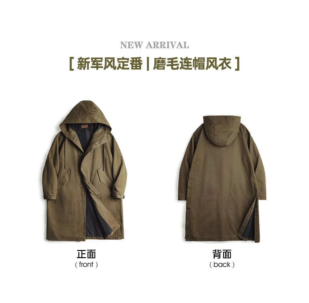 Men's Retro Hooded Windbreaker | Versatile Mid-Length Jacket