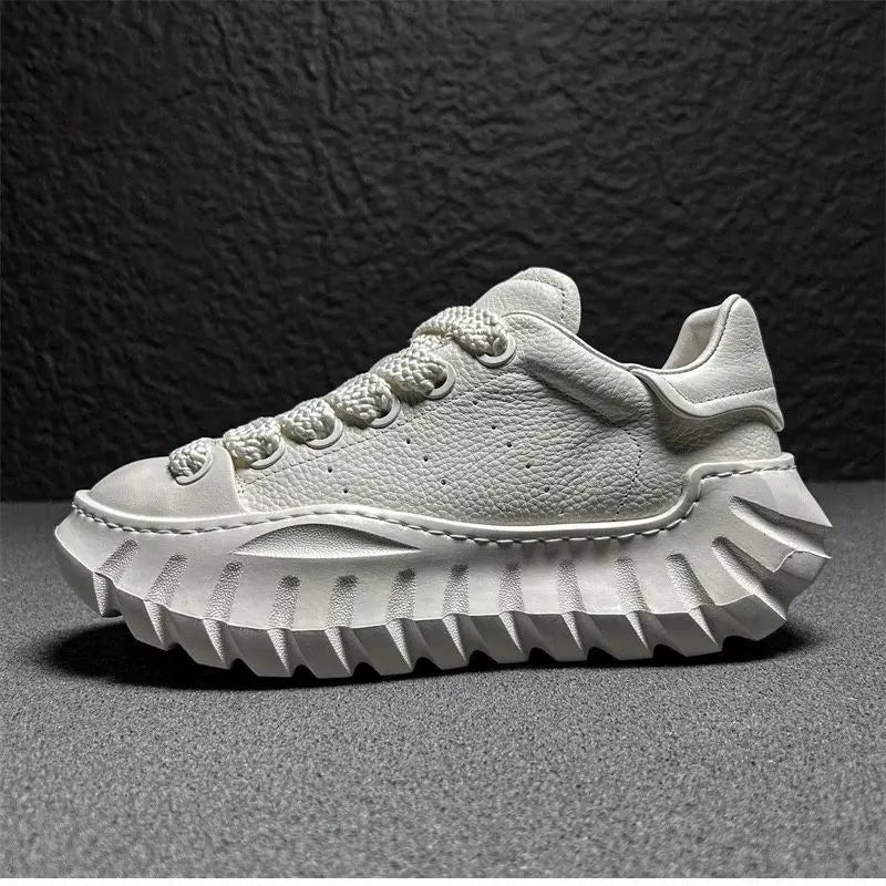 Retro Luxury Leather Men's Casual Platform Sneakers