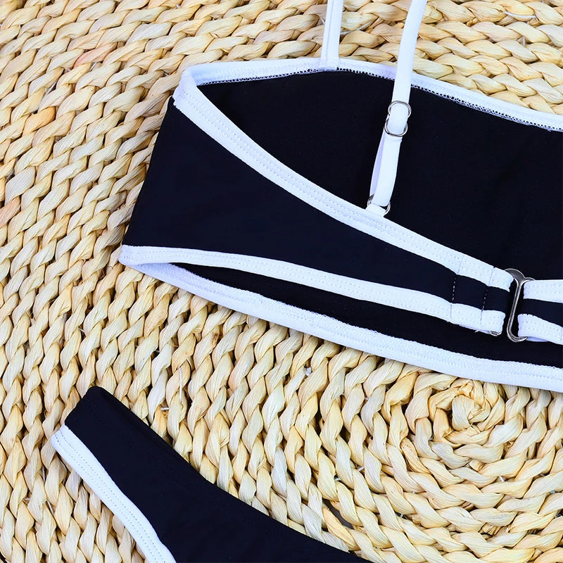 High Waist Women's Swimwear | Luxury Ribbed Two-Piece Bikini Set