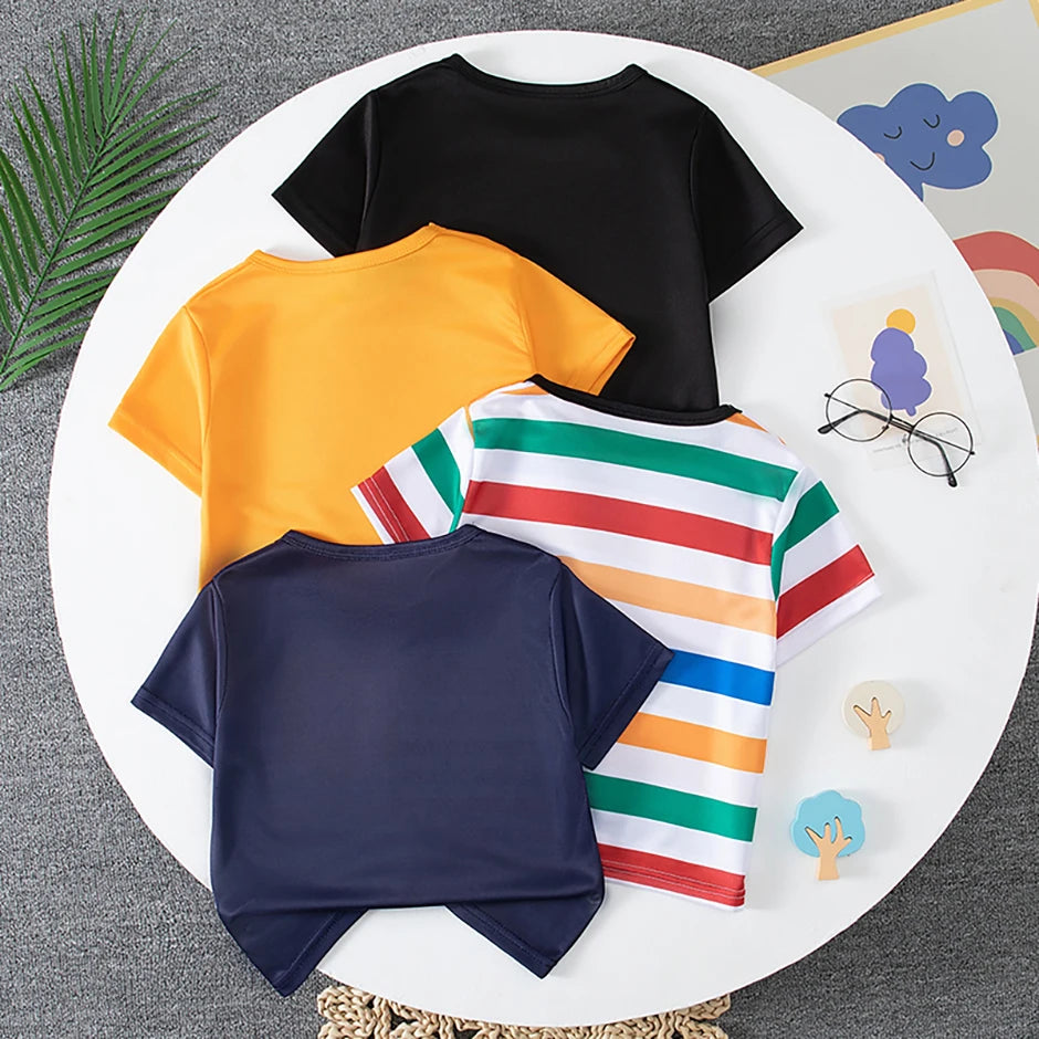 4-Piece Summer Boys' Outfit Set | Trendy Short Sleeve Tees