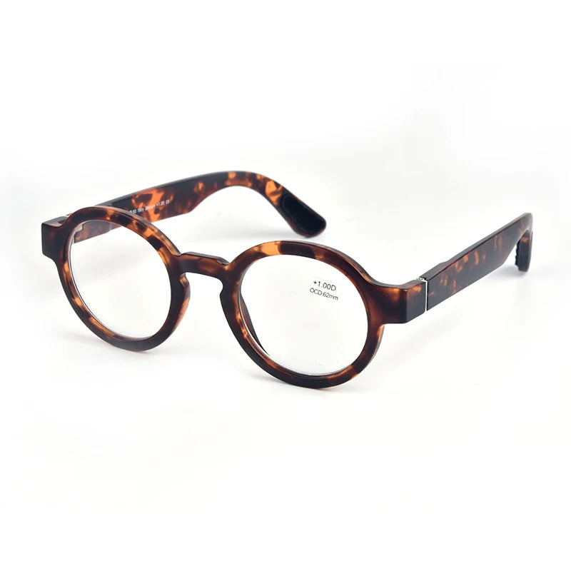 Guanhao Brand Men Reading Glasses Vintage Round Frame Clear Elderly Glasses Thick Frame Large Frame Women's Presbyopia Glasses