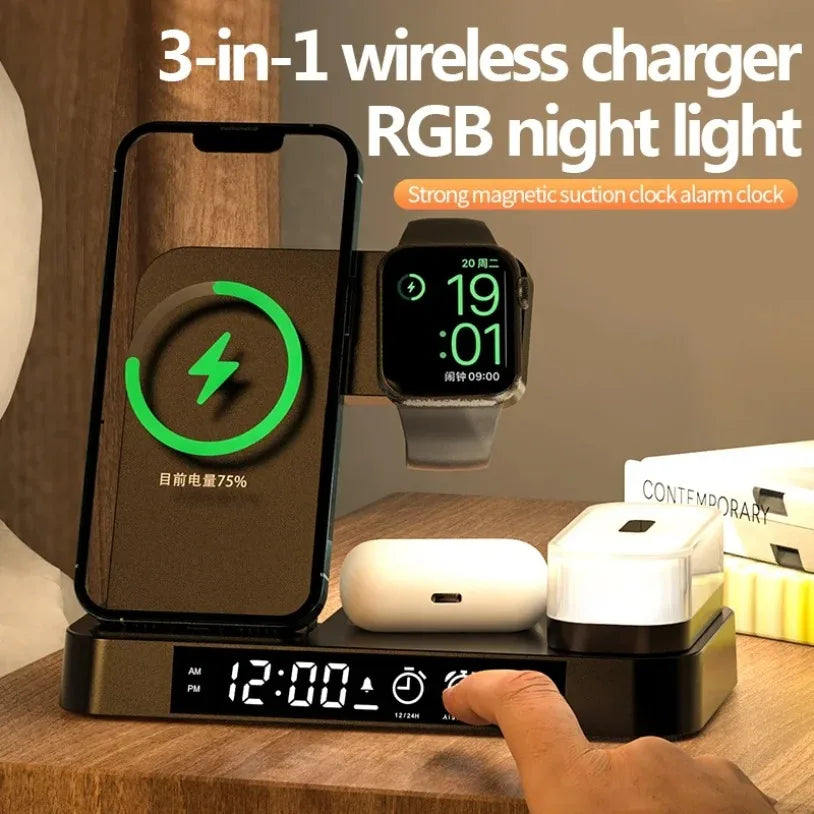 30W 3-in-1 Fast Charging Station | Wireless Charger & Night Light