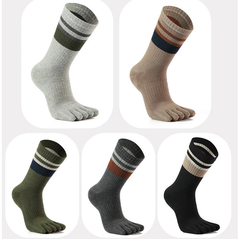 Thick Cotton Striped Winter Toe Socks for Men | Ultimate Warmth