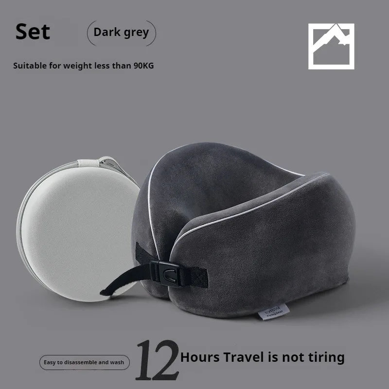 Portable U-Shaped Memory Foam Travel Pillow with Soft Fleece Cover — Airplane Neck Support Cushion for Comfortable Sleep On-The-Go