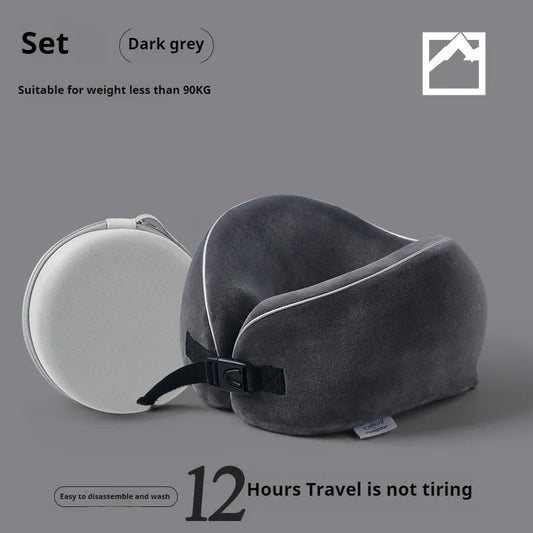 Portable U-Shaped Memory Foam Travel Pillow with Soft Fleece Cover — Airplane Neck Support Cushion for Comfortable Sleep On-The-Go