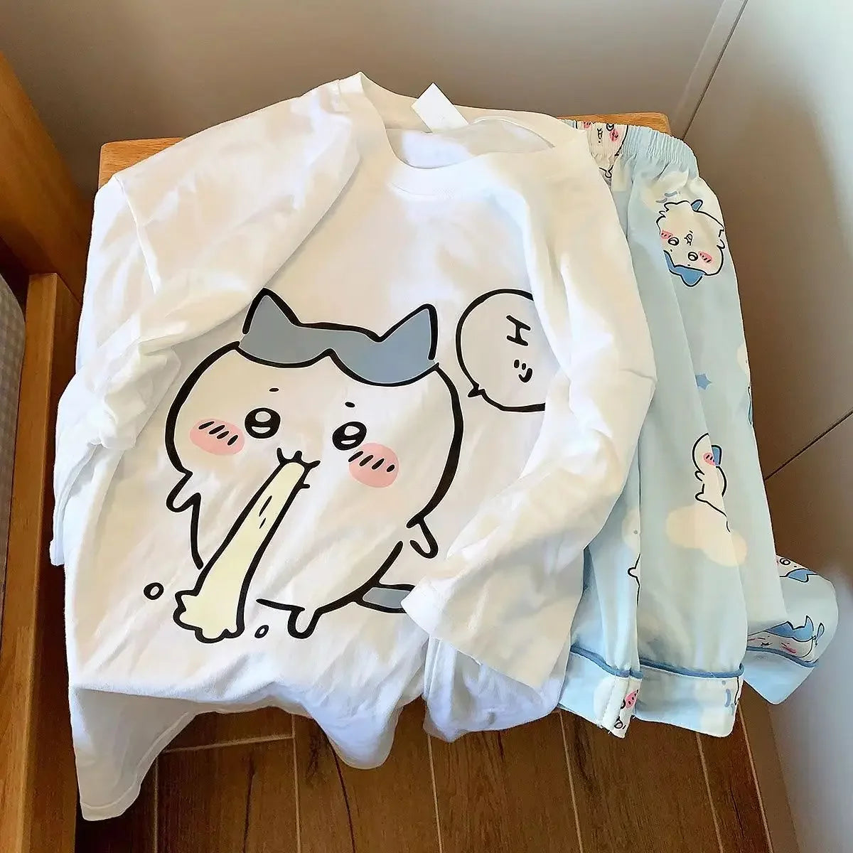 Girls Summer Pajamas Set | Cute Bunny & Cat Home Clothes