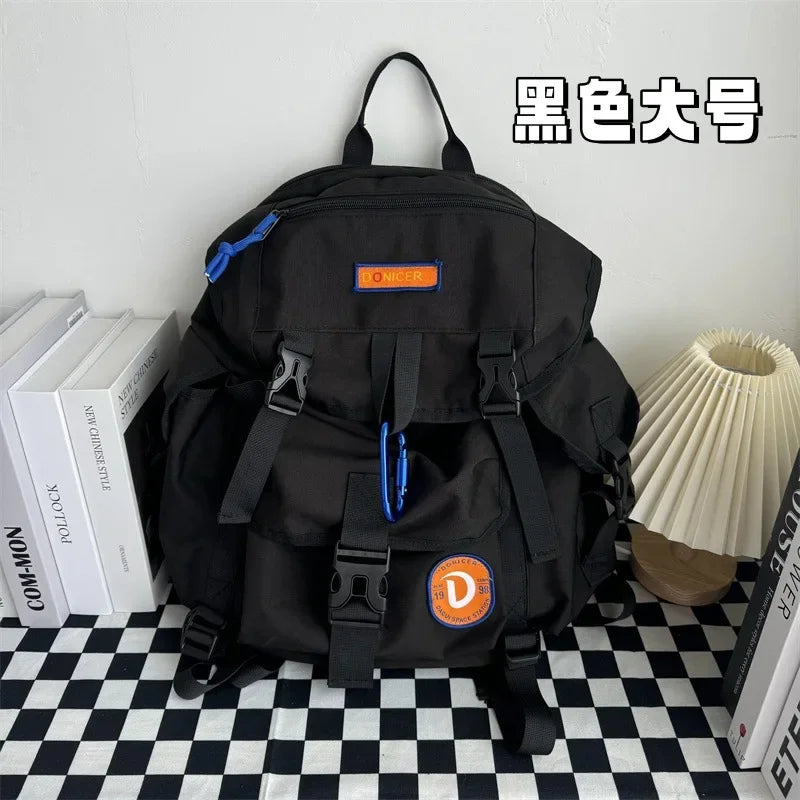 Unisex Casual Orange Nylon Waterproof Backpack | Large Capacity