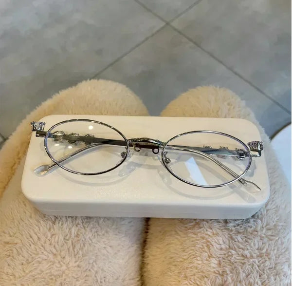 Women's Retro Silver Anti Blue Light Eyewear | Chic Oval Glasses