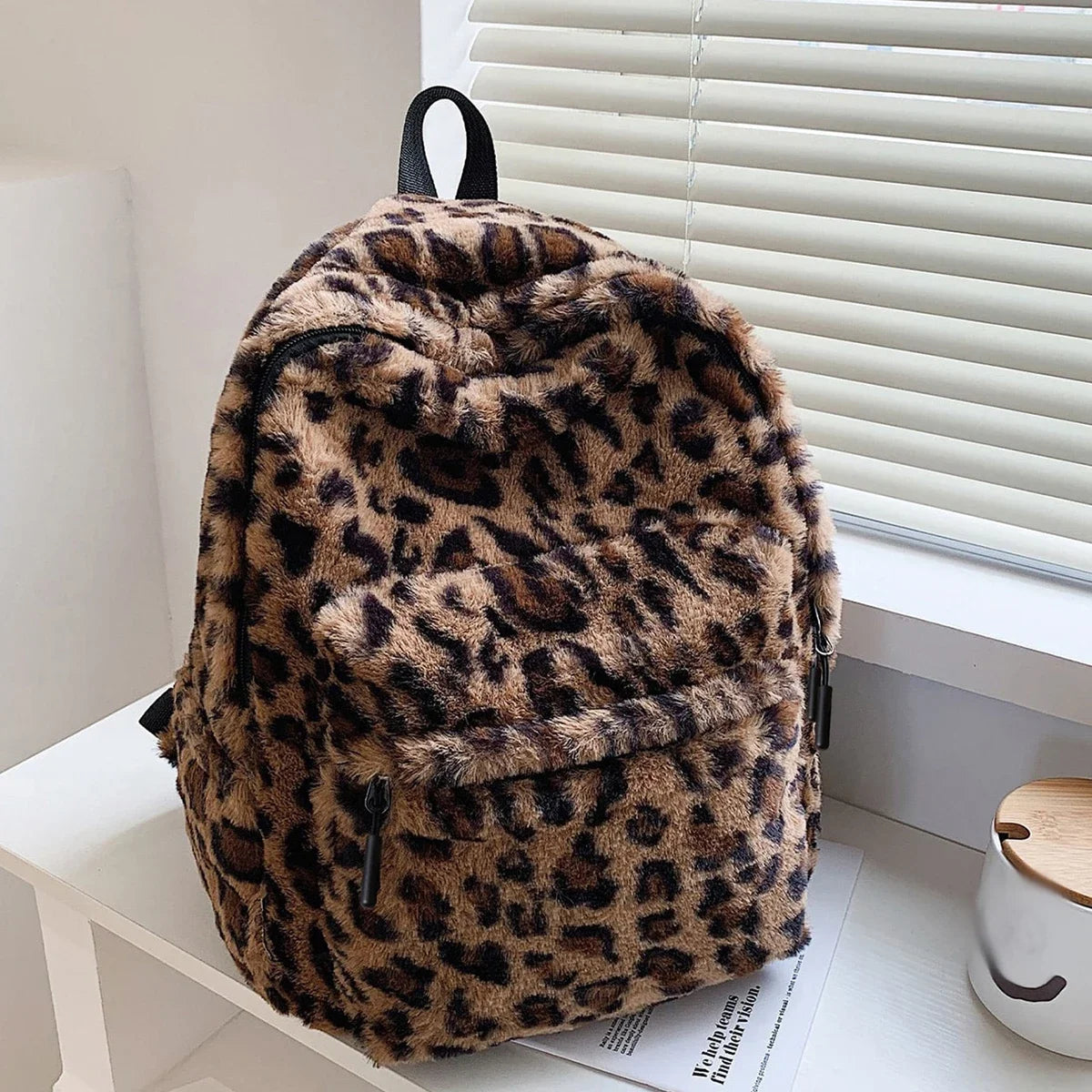 Luxury Leopard Print Women's Backpack | Plush & Stylish