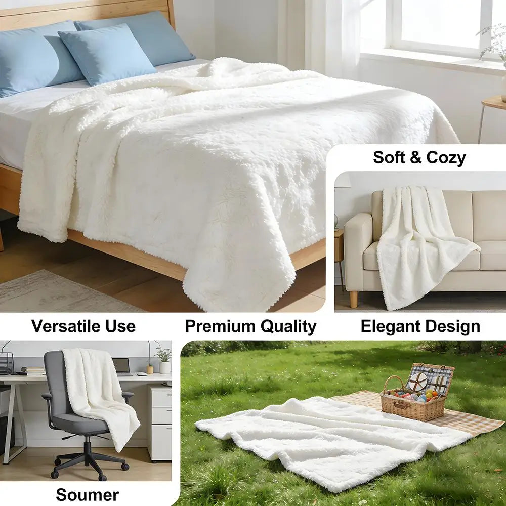 Soft High-Density Short Plush Blanket | Cozy Music Print Design