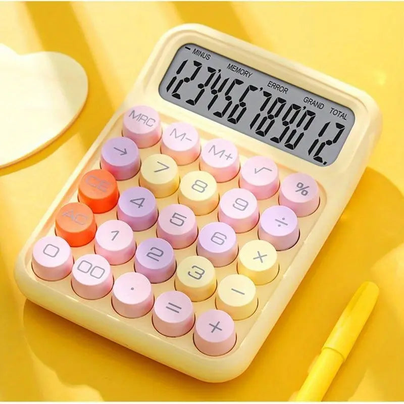 Cute Candy Color Mechanical Calculator | 12-Digit Office Tool