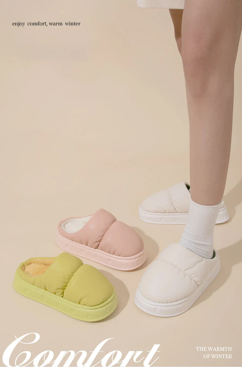 Women's Warm Flannel Plush Slippers | Cozy Waterproof Indoor Shoes