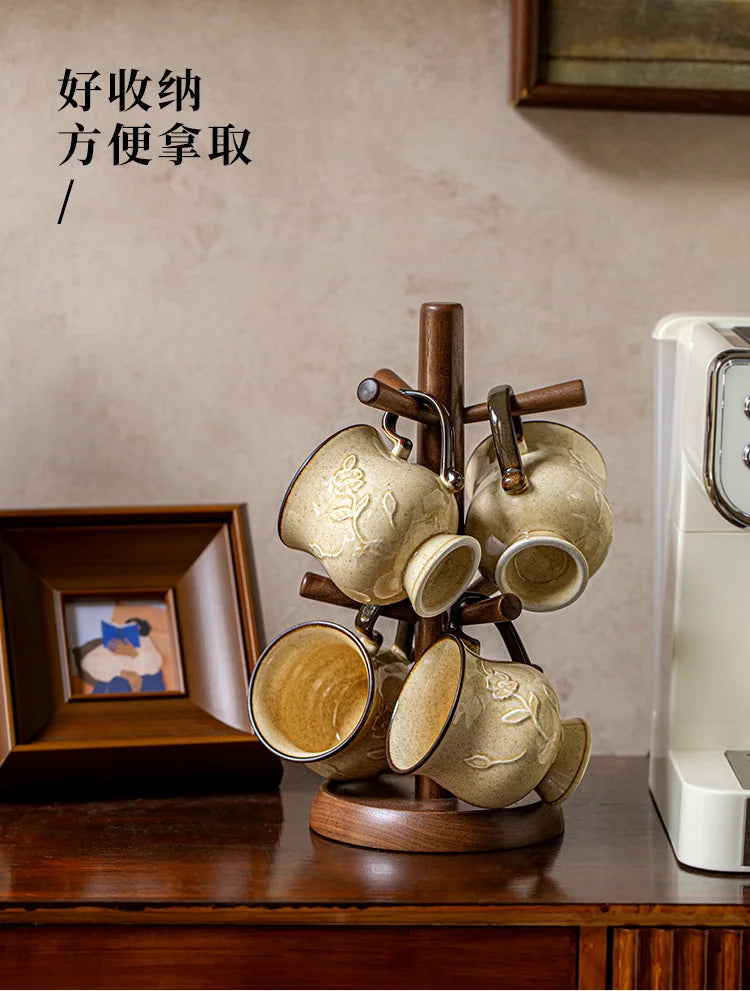 Medieval Relief Tall Ceramic Mug | Eco-Friendly Coffee & Water Cup