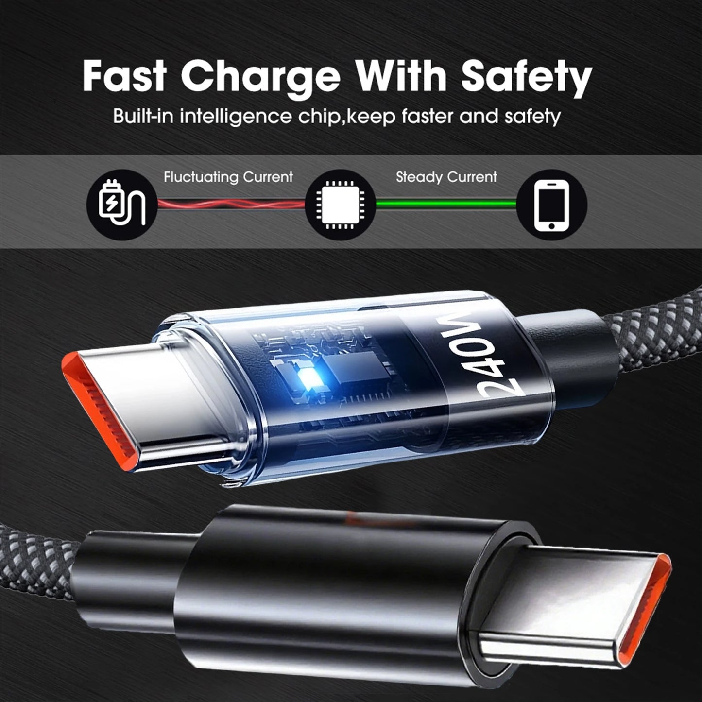 240W USB Type C Super Fast Charging Cable | Data Cord for All Devices
