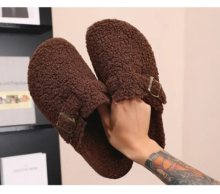 Cozy Unisex Plush Cotton Slippers | Non-Slip Winter House Shoes