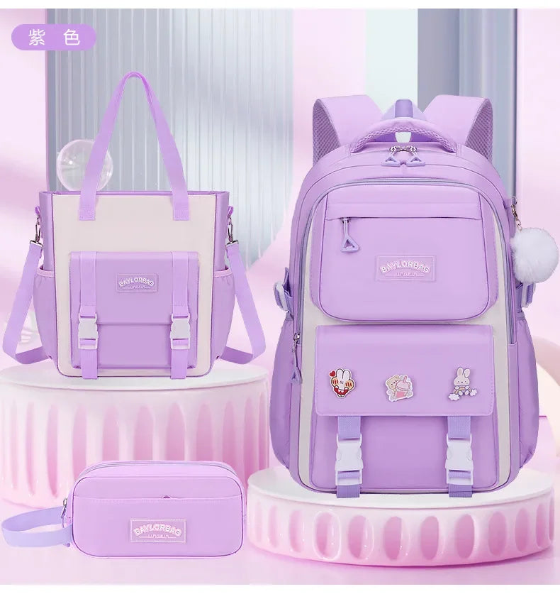 Large Capacity Spine Protection Backpack Set for Students