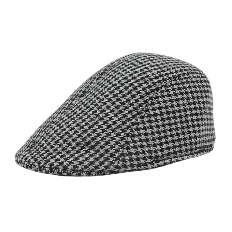 Men's Winter Beret Cap | Warm Plaid Military Hat for Casual Wear