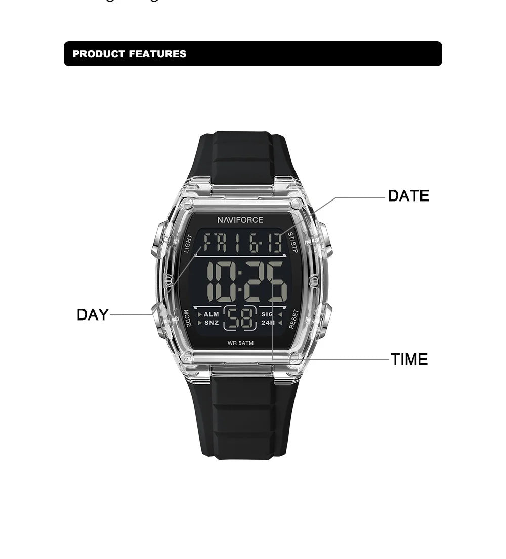 Luxury Digital Sport Watches for Men | Waterproof Silicone Band