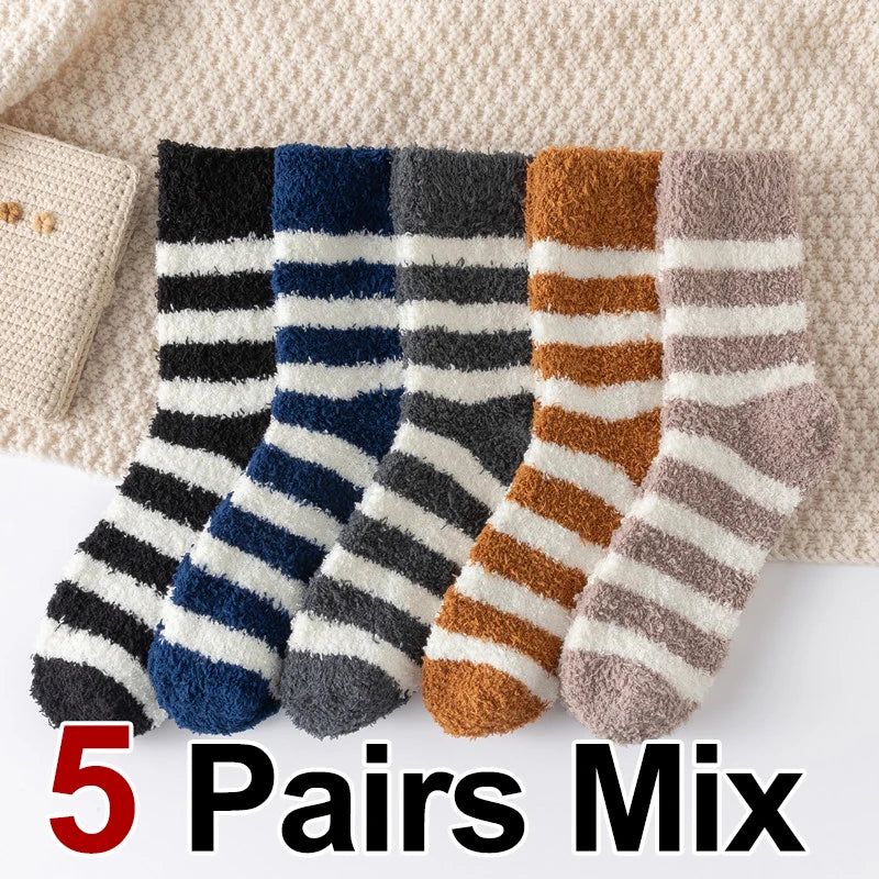 Cozy Striped Winter Plush Socks for Men & Women | Warm Comfort