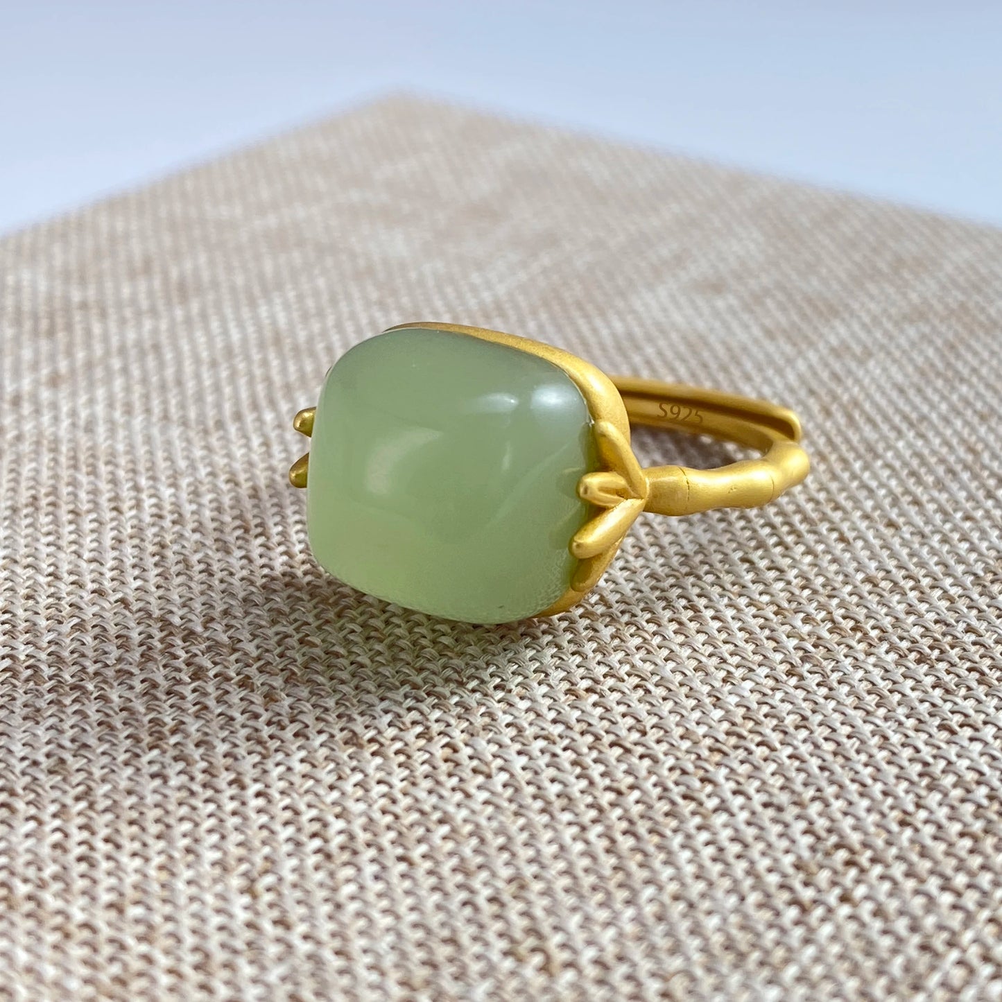 Adjustable Geometric Jade Ring for Women | Vintage Jewelry Gift