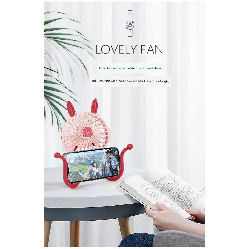 Mini Portable Bunny Stroller Fan | Rechargeable & 360° Rotate