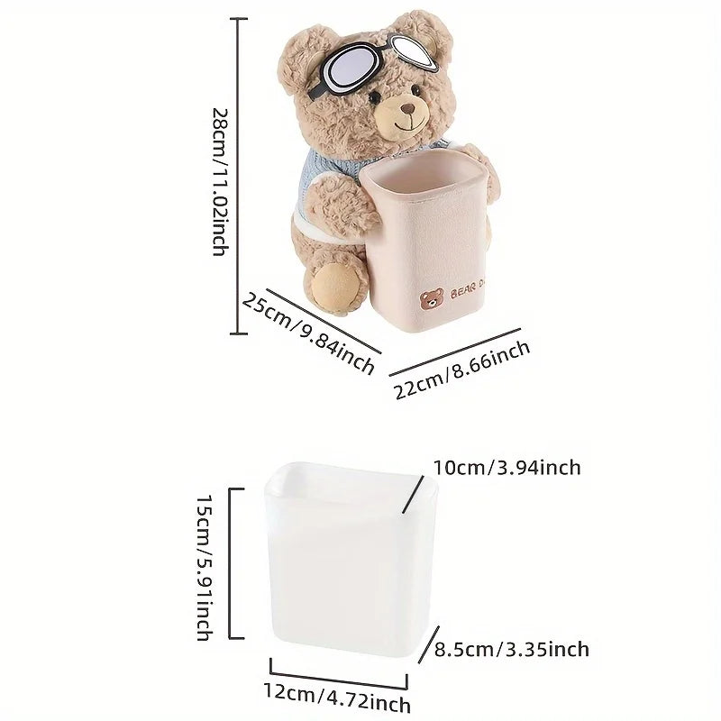 Adorable Teddy Bear Car Tissue Holder & Trash Can Organizer