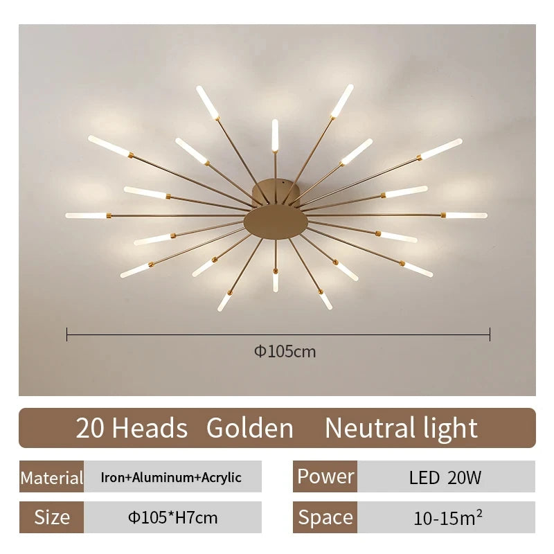 Modern LED Ceiling Lamp | Nordic Fireworks Design for Home Decor