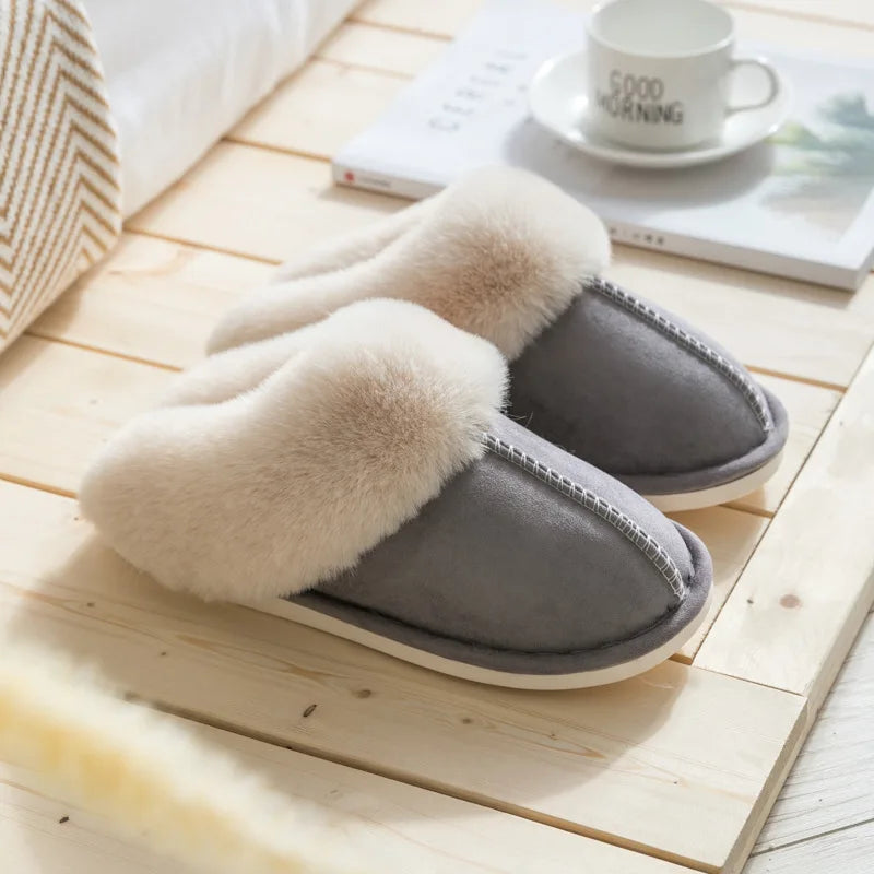 Women's Luxury Faux Suede Plush Slippers | Cozy Winter House Shoes