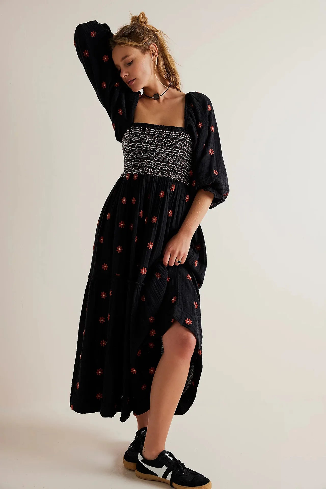 Boho Floral Embroidery Maxi Dress for Women | Casual Fashion