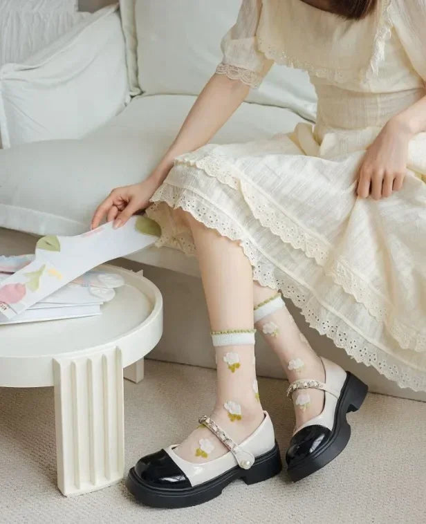 Women's Crystal Silk Socks | Ultra-Thin Breathable Lace Socks
