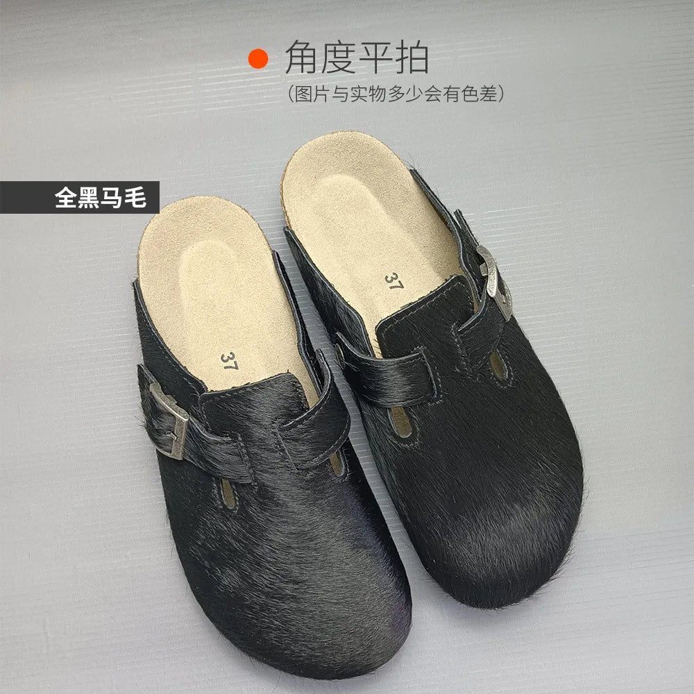 Comfortable Genuine Leather Slip-On Clogs with Arch Support