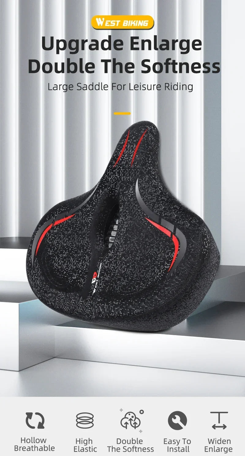 Ultra Wide Ergonomic MTB Saddle | Comfortable Shock-Absorbing Seat