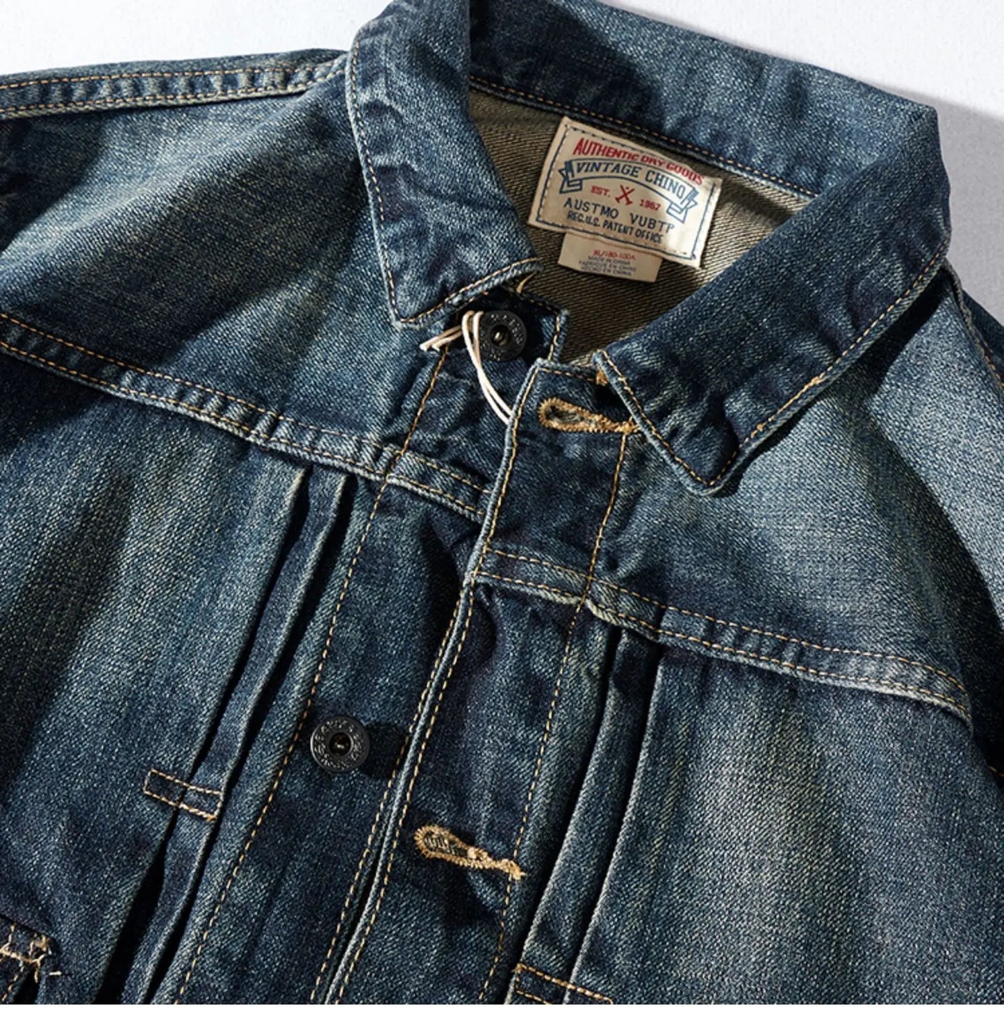 Men's Retro Patchwork Denim Jacket | Casual Heavyweight Outerwear