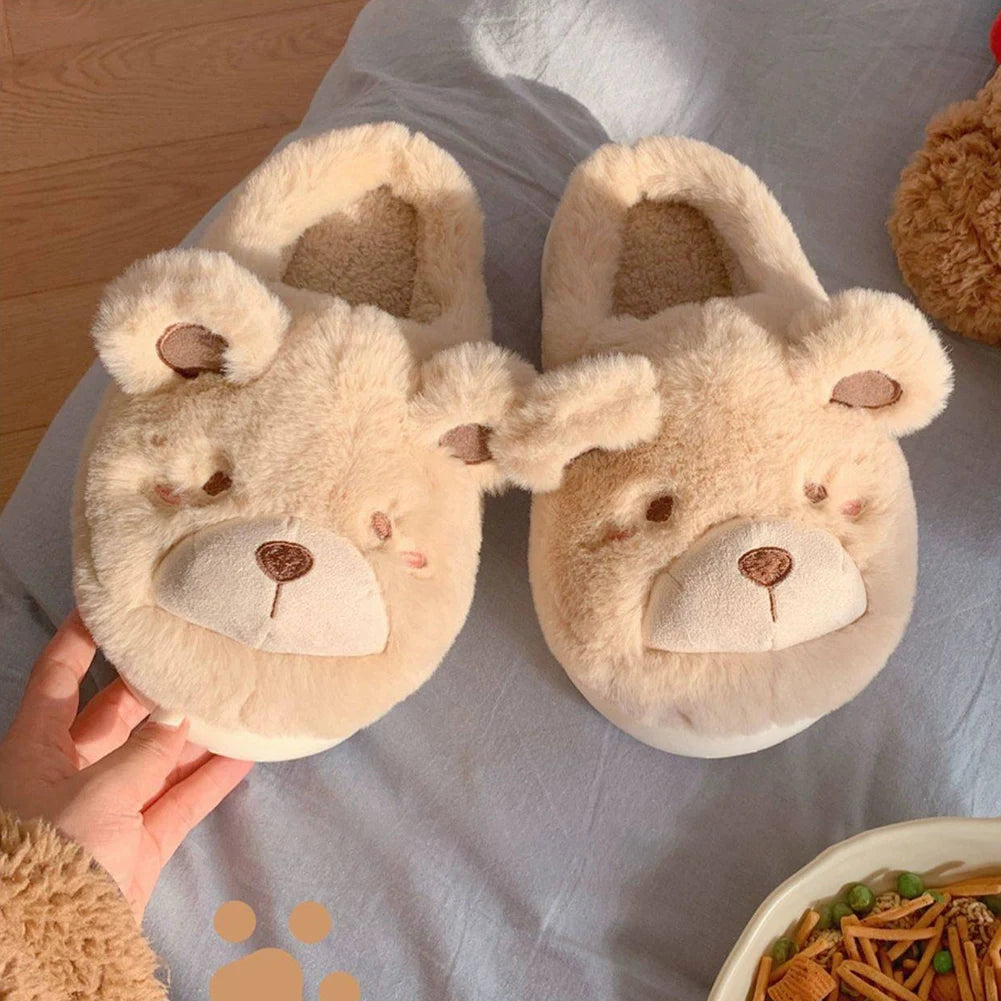 Adorable Bear Plush Slippers | Cozy & Warm Indoor Footwear