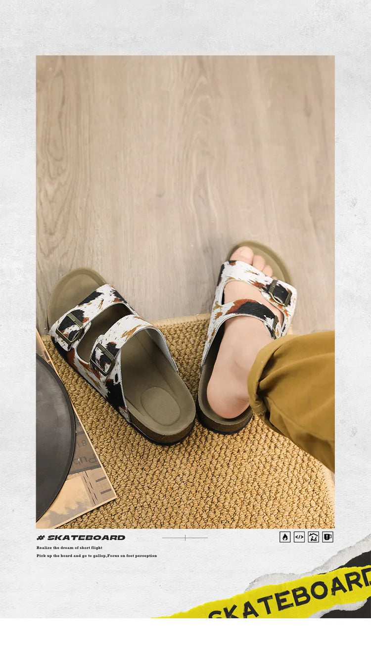 Summer Bestseller Cork Men's Flip-flops | Anti-slip Leopard Print Sandals
