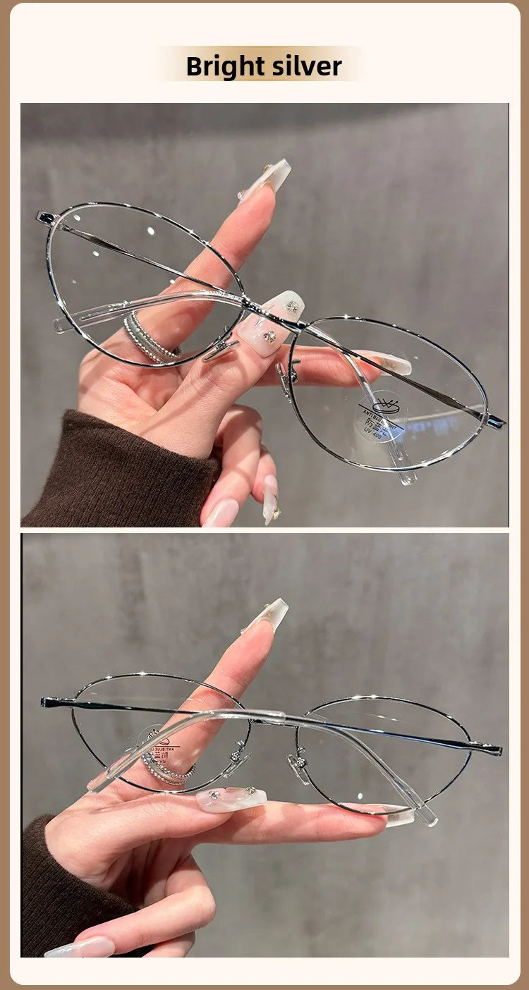 Oval Metal Anti Blue Light Glasses for Women | Stylish Progressive Eyewear