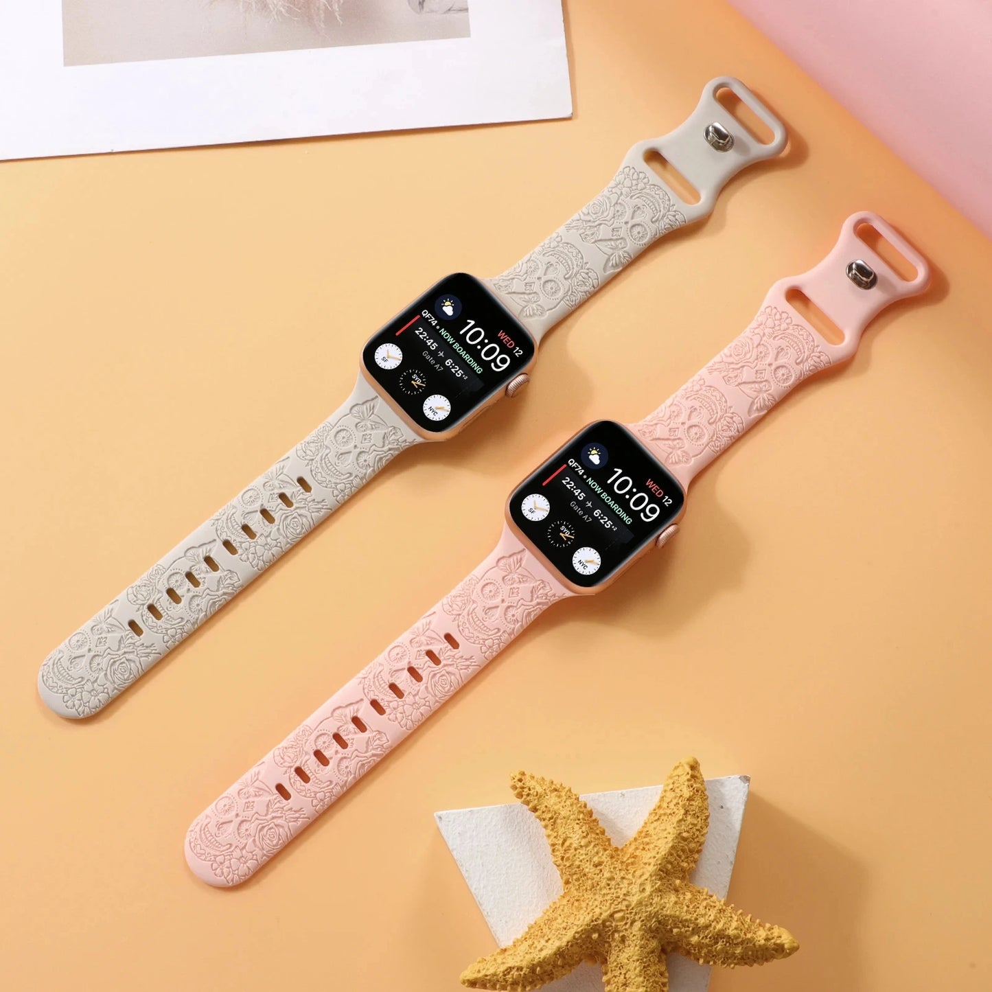 Gothic Skull Engraved Silicone Strap for Smartwatches