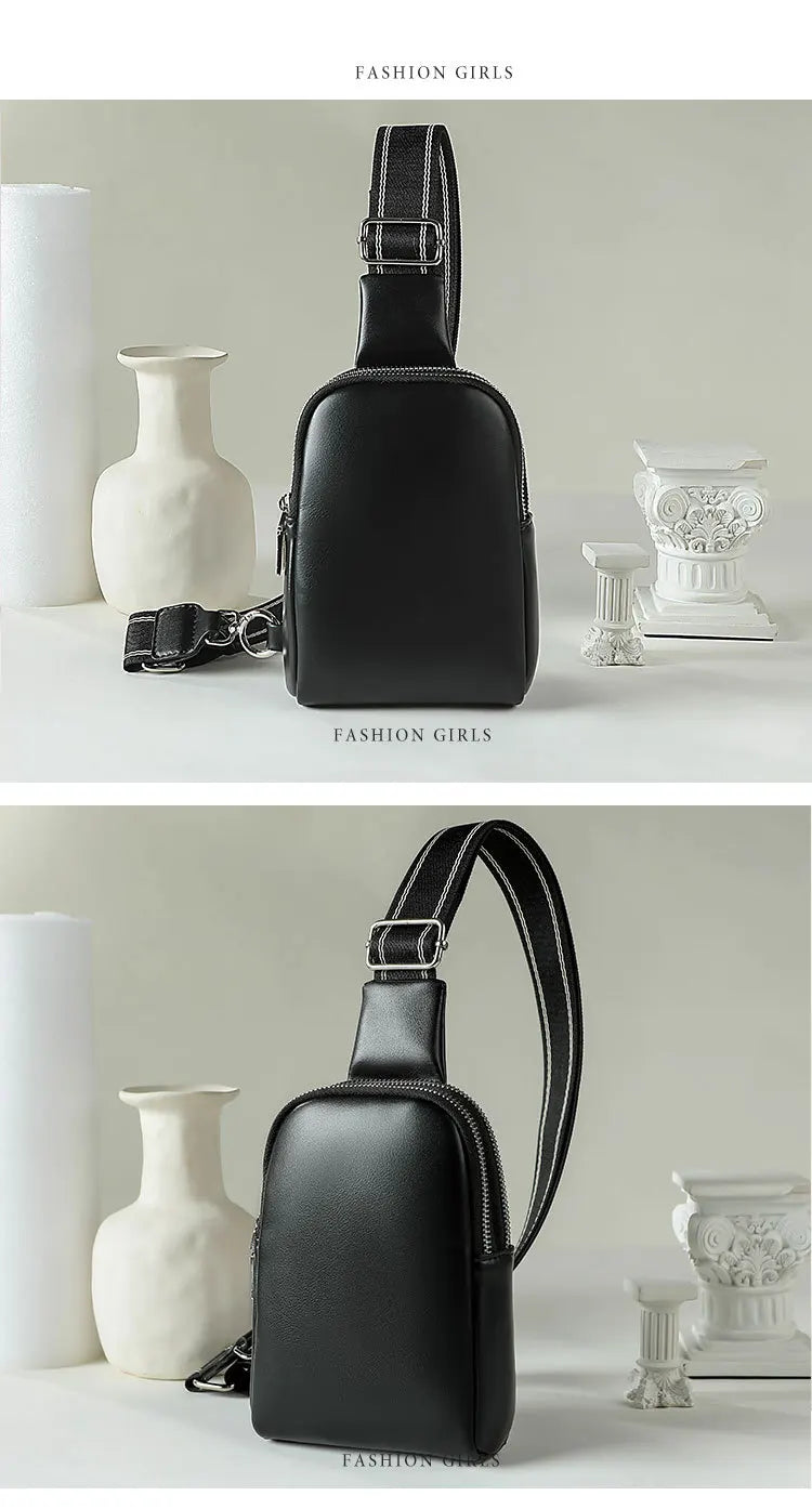 Unisex Soft Leather Chest Bag | Versatile Crossbody Waist Bag
