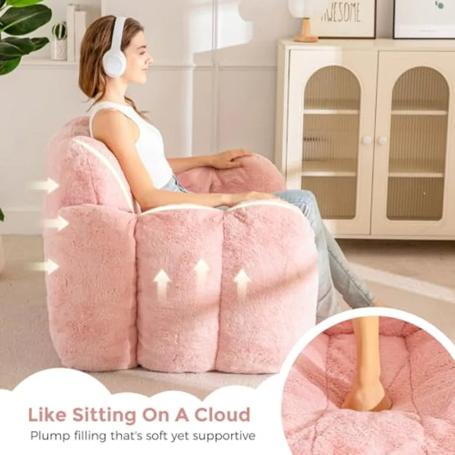 Puf en forma de nube rosa | Sofá suave y cómodo para la relajación