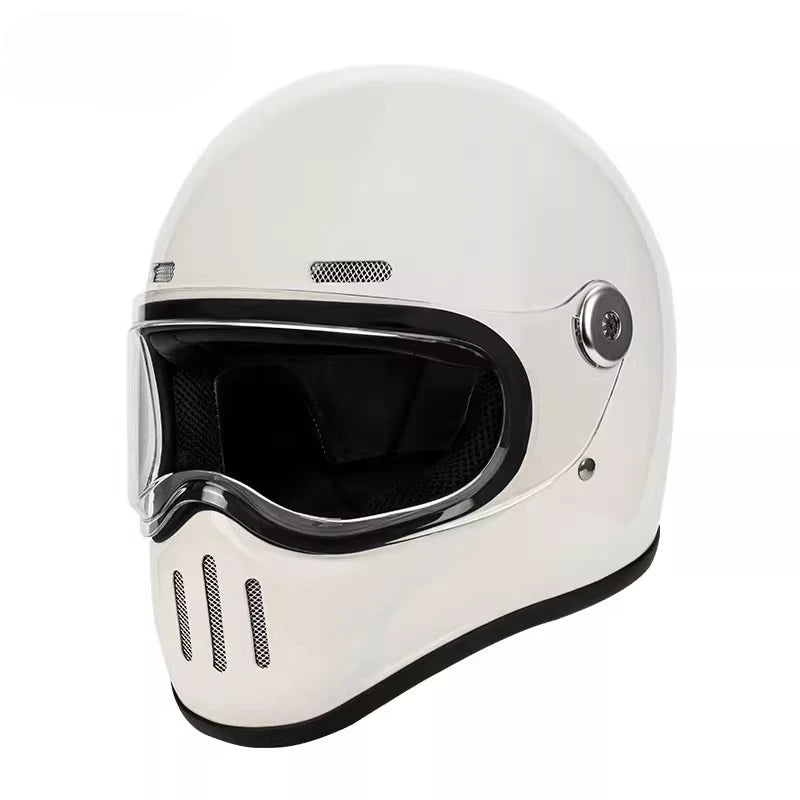 Retro Fiberglass Full Face Motorcycle Helmet | Vintage Style Safety Gear