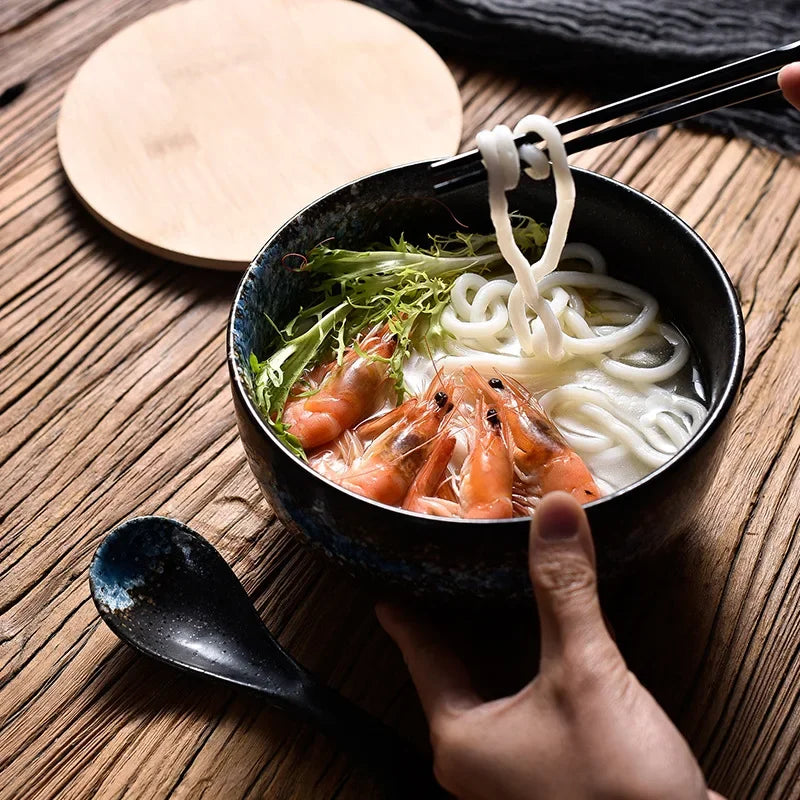 Japanese Style Ceramic Ramen Bowl Set | Elegant Dinnerware