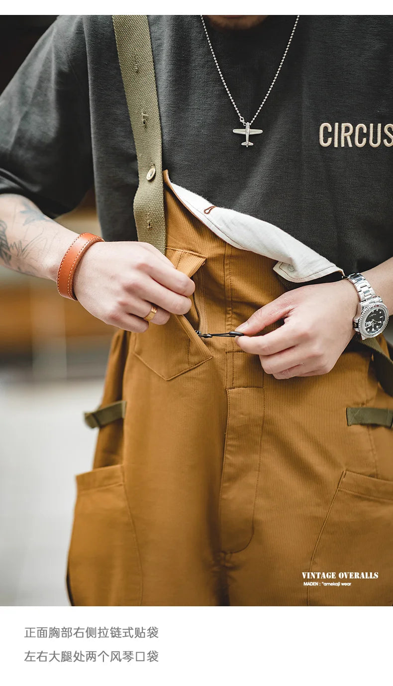 Men's Retro Strap Pants | Casual Loose Fit Barrel Style Trousers