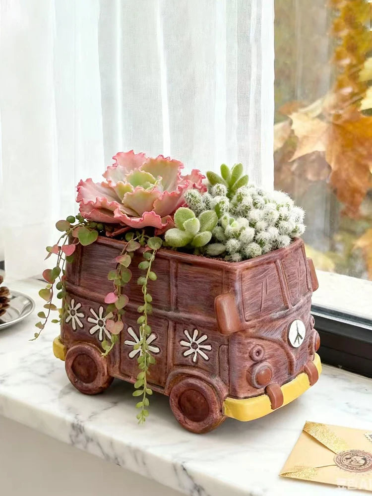 Creative Bus Car Flowerpot | Unique Home Garden Decor