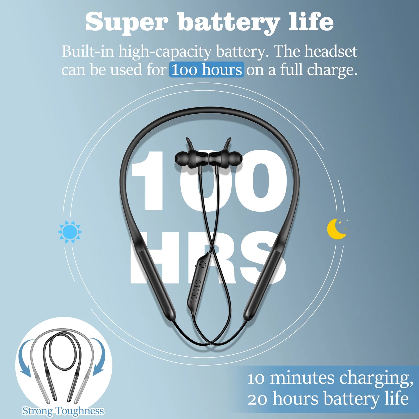 Bluetooth Wireless Headset | 100 Hours Playtime & Noise-Cancellation
